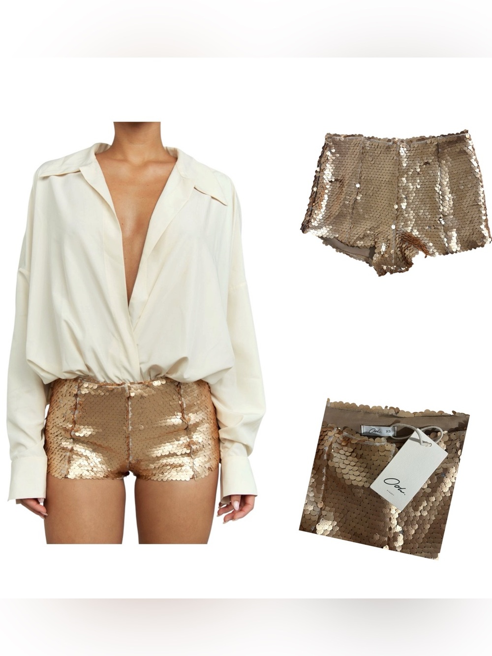 Ooh the Label Elettra Sequin Shorts - Picture 1 of 4